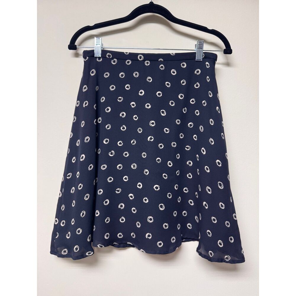 VTG - ANN TAYLOR 100% Silk A-Line Skirt, Black/White Polka Dot Lined, Sz 6